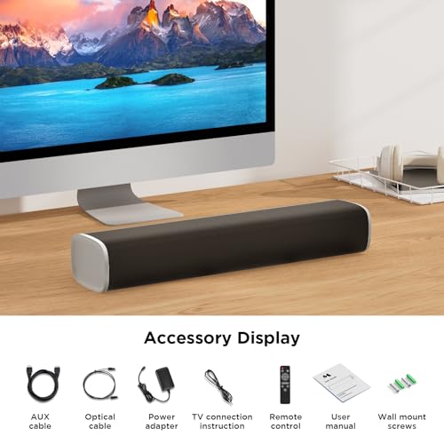 TV Sound Bar, Bluetooth 5.0 Soundbar 50W 17Inch with ARC/Optical/AUX Connection V30726