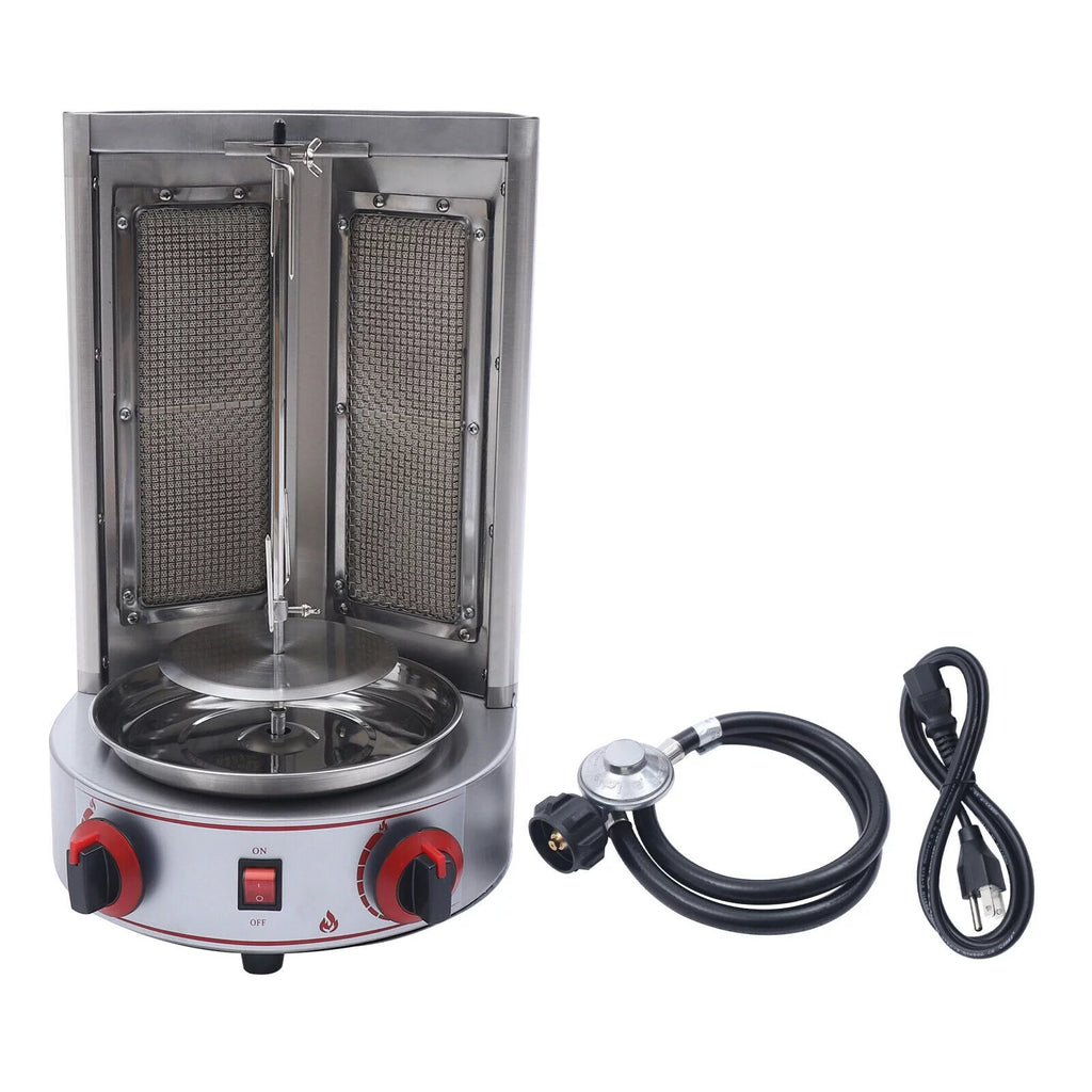 Vertical Gas Broiler Shawarma Machine Doner Kebab Gyro Grill Rotisserie Machine 3KW Silver S5138