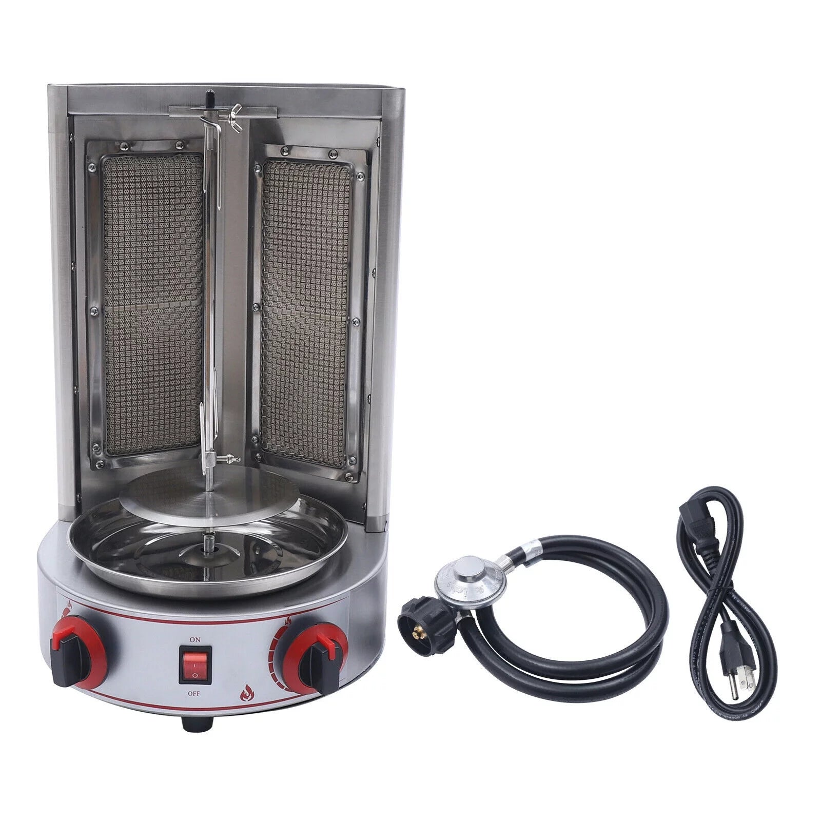 Vertical Gas Broiler Shawarma Machine Doner Kebab Gyro Grill Rotisserie Machine 3KW Silver S5138