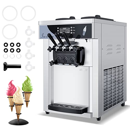 1800W 3 Flavors Soft Serve Ice Cream Machine, 25L/H Yield, Silver V25781