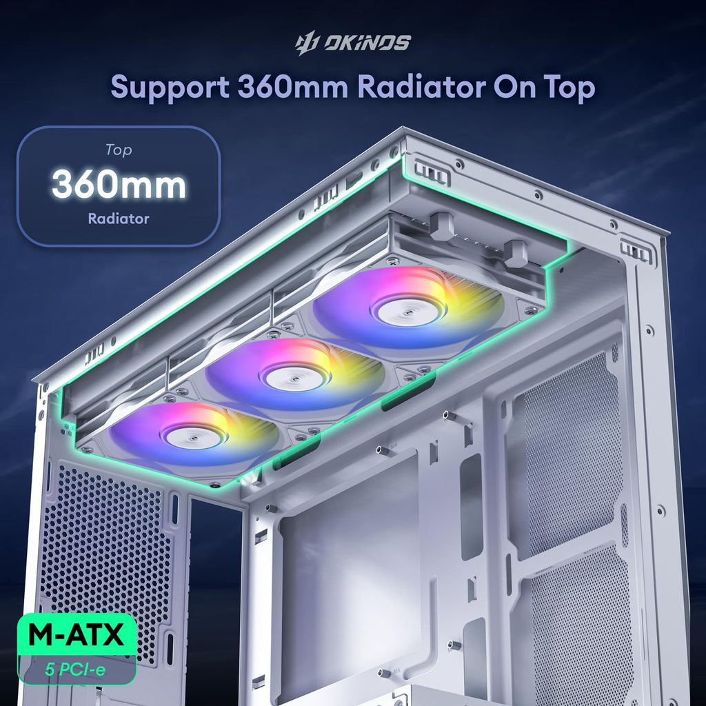 White Micro ATX PC Case with Tempered Glass X162934
