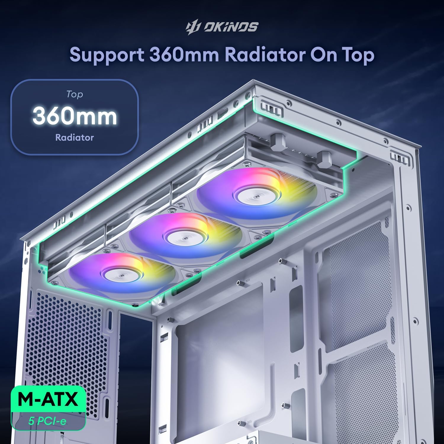White Micro ATX PC Case with Tempered Glass X162934