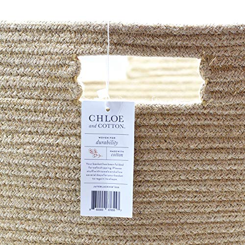 Large Cotton Blanket Basket 19 x 16 x 16 Inches White & Tan M49538