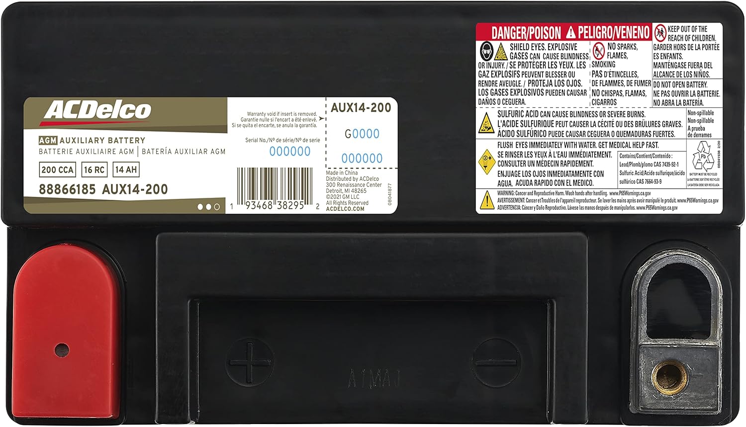 36 Month Warranty Auxiliary AGM 200 CCA Battery P94665
