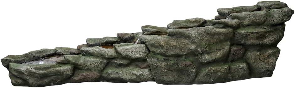 83.4" L x 22" W x 20" H Outdoor Rock Water Fountain with LED Lights D1712