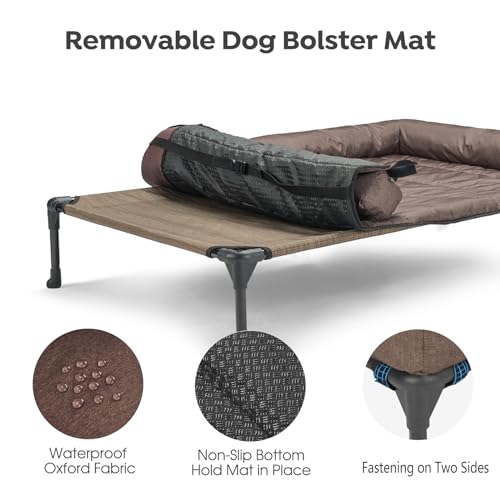 Cooling Elevated Dog Bed with Removable Waterproof Bolster Cushion Mat, 42x30inches, Beige N62898