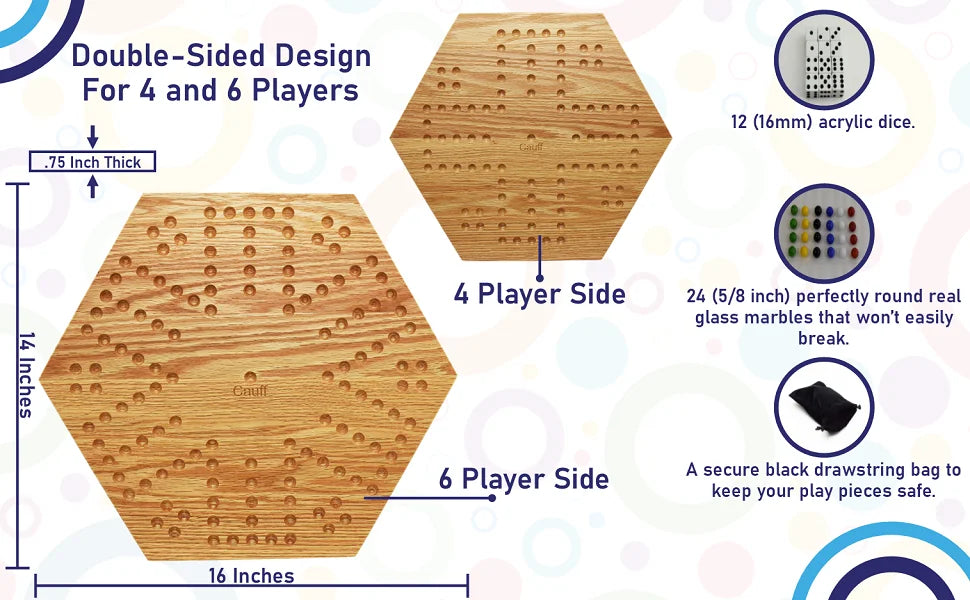 Solid Oak 16 inch Wooden Marbles Board Game D672231