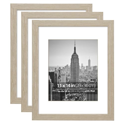 3 Pack Stained Tan Wood Grain Picture Frame Set L84340