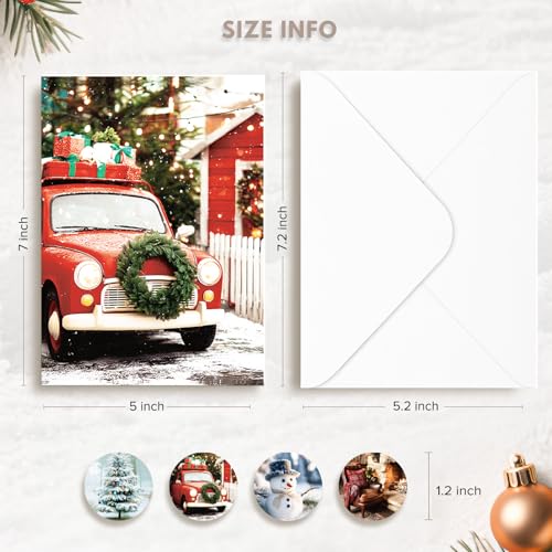 Set of 20 Boxed Christmas Cards with Envelopes & Stickers, 5" x 7" U854326