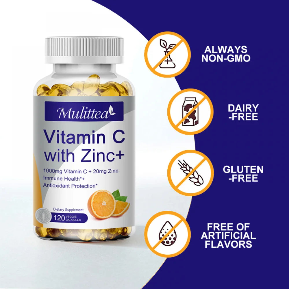 (2 PACK) Vitamin C with Zinc Supplement Capsules, 240 Veggie Capsules B672
