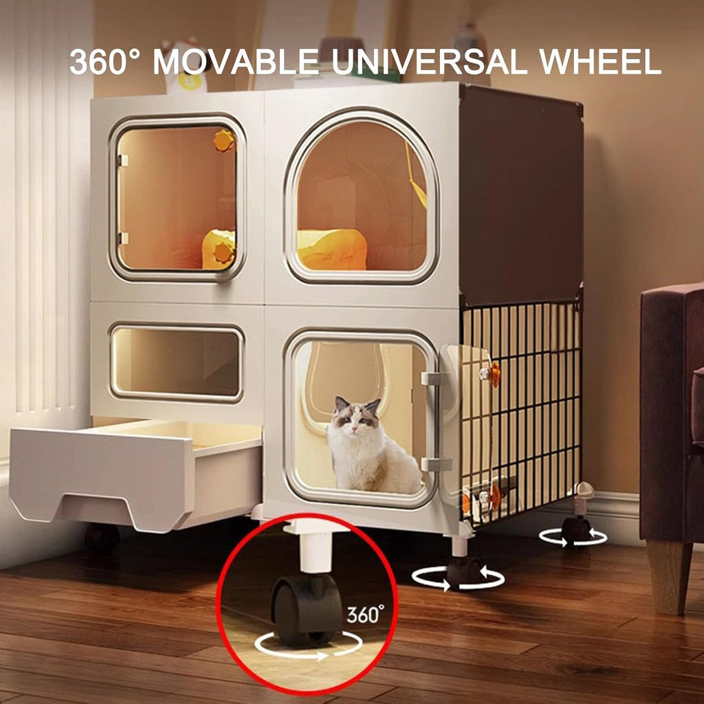 2-Tier Large Cat Cage with Litter Box and Wheels E30206