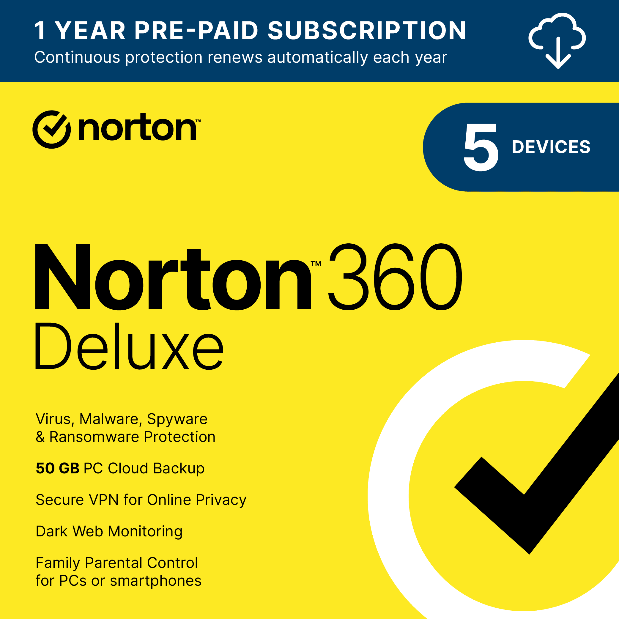 Antivirus Software for 5 Devices, 1 Year Subscription Z216402