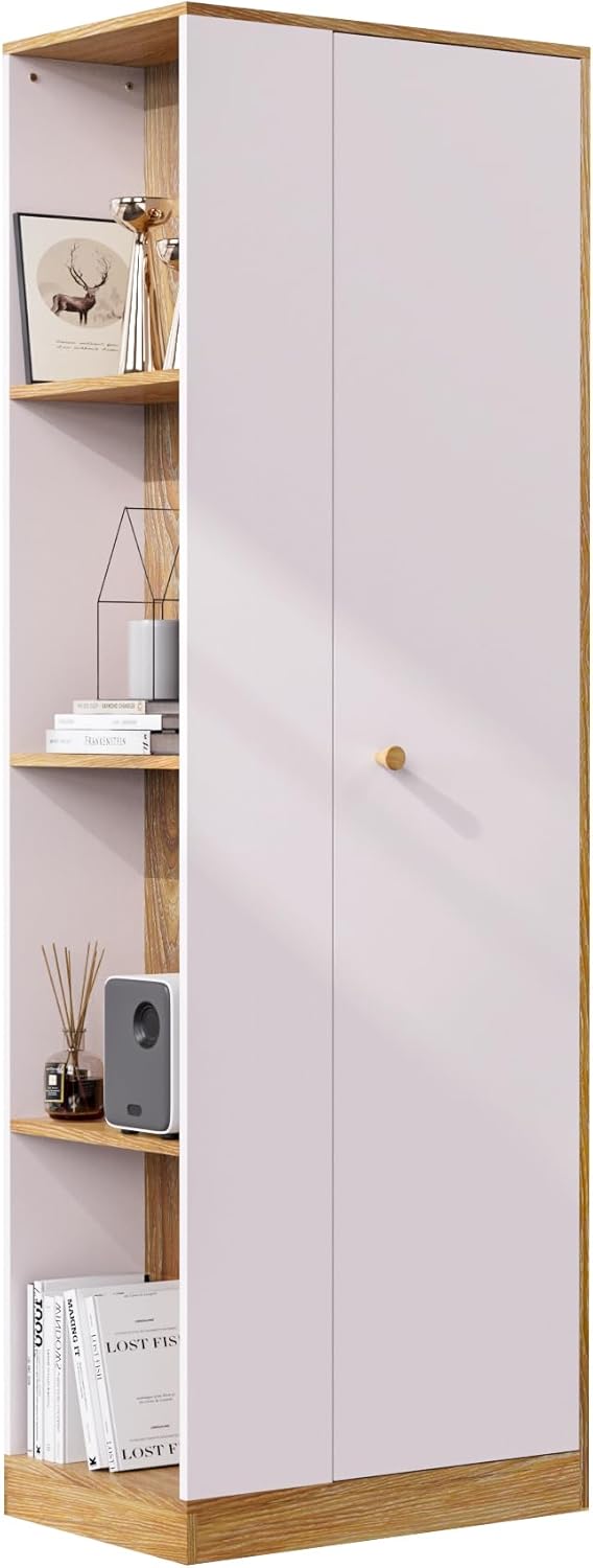White Wardrobe Closet with Hanging Rail, 16" D x 24" W x 71" H N975185