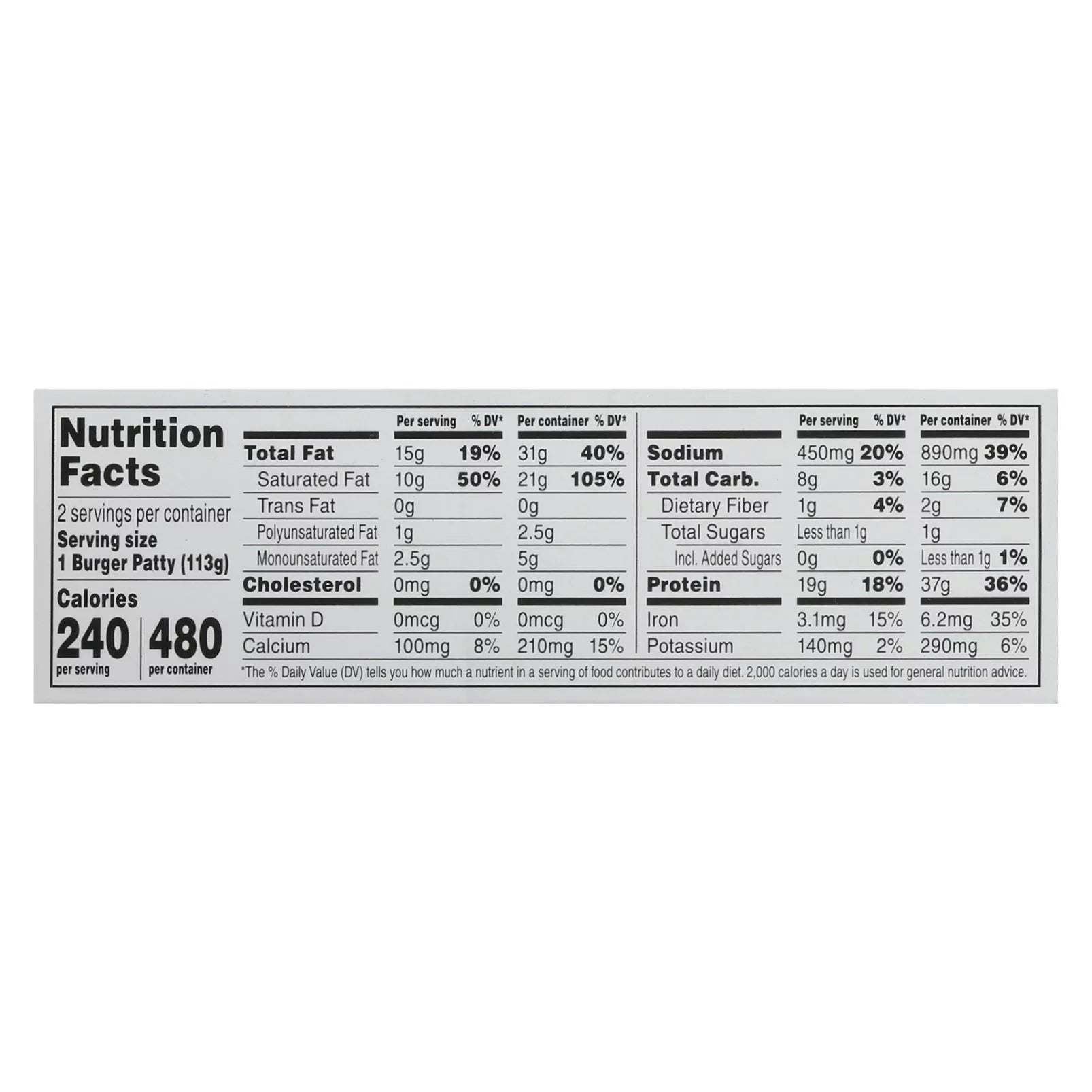 Plant-Based Burger Patties, 1/4 lb, 2 count R689