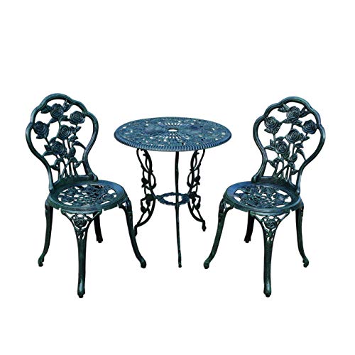 3-Piece Rose Bistro Set with Cast Aluminum Top Table F315481