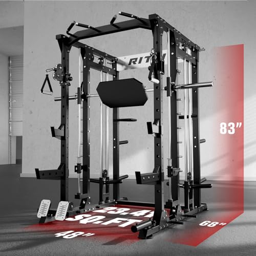 All-in-One Smith Machine with Power Cage and Cable Crossover System R8408