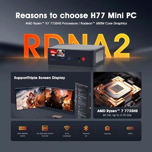 Mini PC N100 Intel 12th Windows 11 Pro 16GB DDR4 RAM 512GB PCIe SSD, 4K 60HZ Triple Displays Dual HDMI Type-C, 6W TDP Quiet Mini PC, WIFI5 W39053