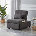 Grey Linen Upholstered Sleeper Sofa Couch with Adjustable Backrest and 1 Pillow P6803