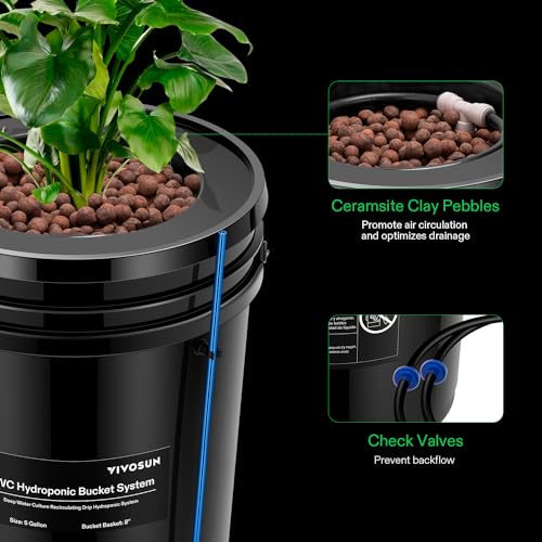 5-Gallon Deep Water Culture Hydroponics Grow System with Air Pump and Air Stone P79708