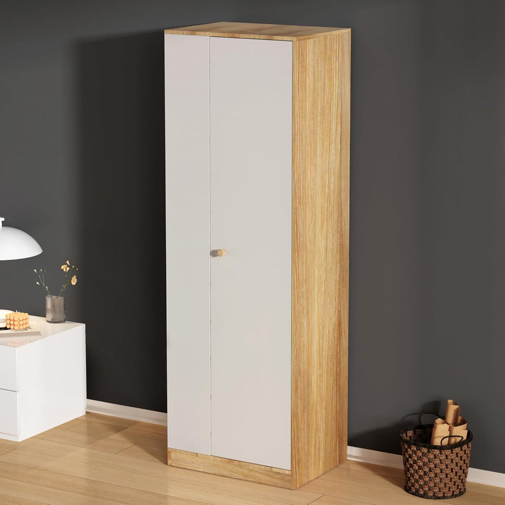 White Wardrobe Closet with Hanging Rail, 16" D x 24" W x 71" H N975185