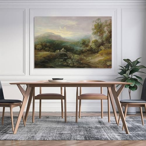 Mountain Landscape with Bridge Canvas Wall Art D53223