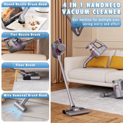 Cordless Stick Vacuum Cleaner with LED Display, 2000mAh Battery, Anti Hair Wrap T6310