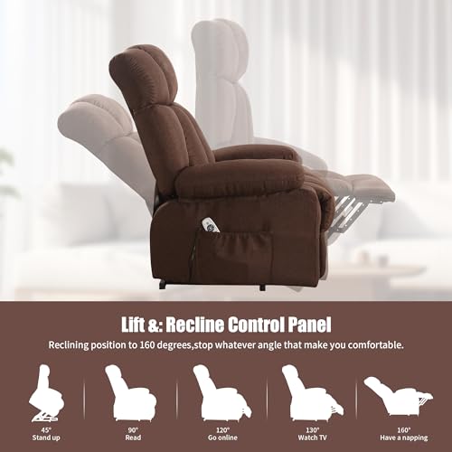 Oversized Blue Fabric Electric Power Lift Recliner Chair with Massage and Heat U284555