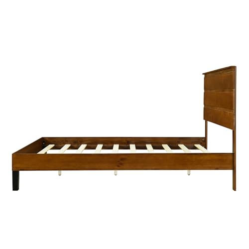Full Size Rustic Wood Platform Bed with Tall Headboard N222945