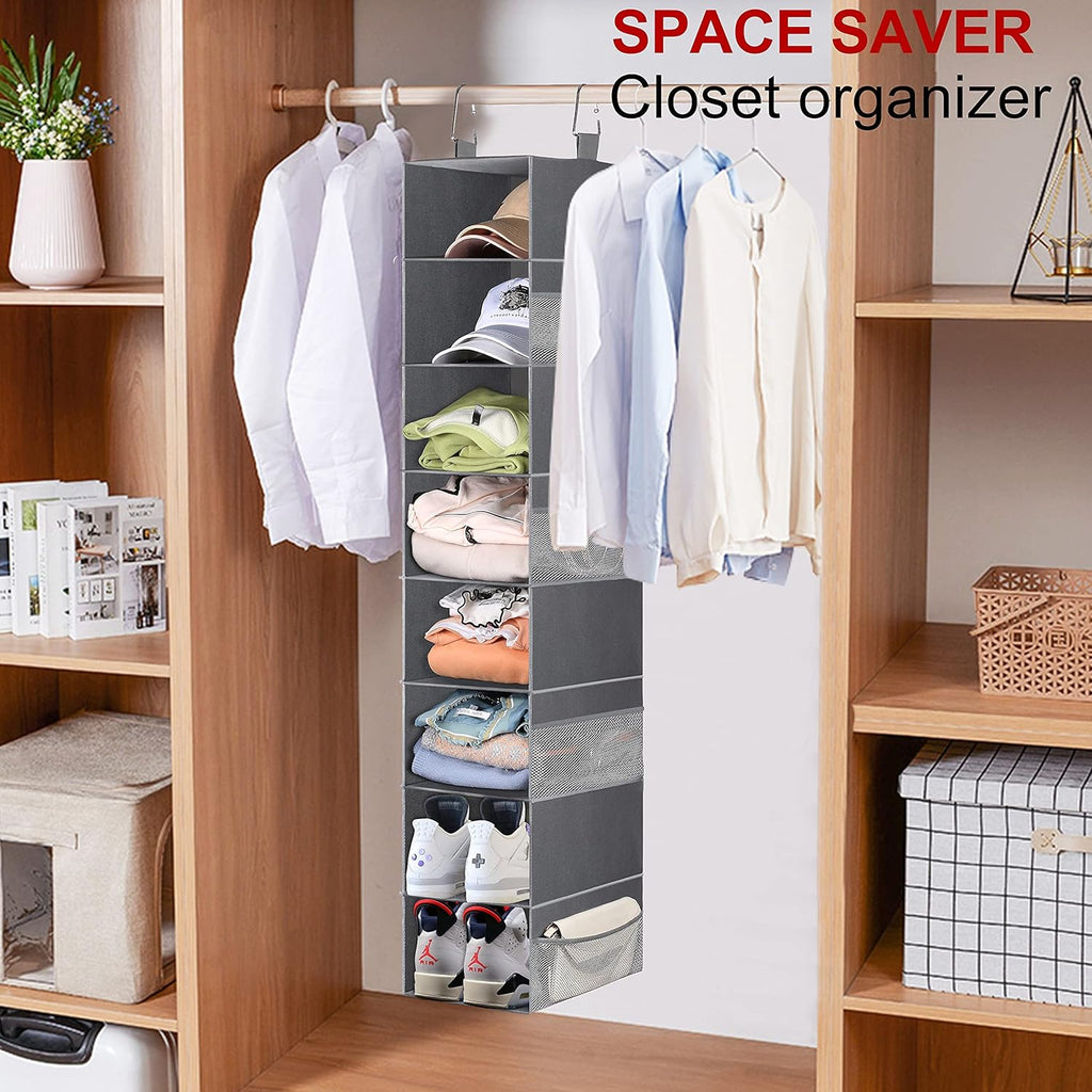 3-Tier Long Shoe Rack and 8-Shelf Hanging Shoe Organizer L894983