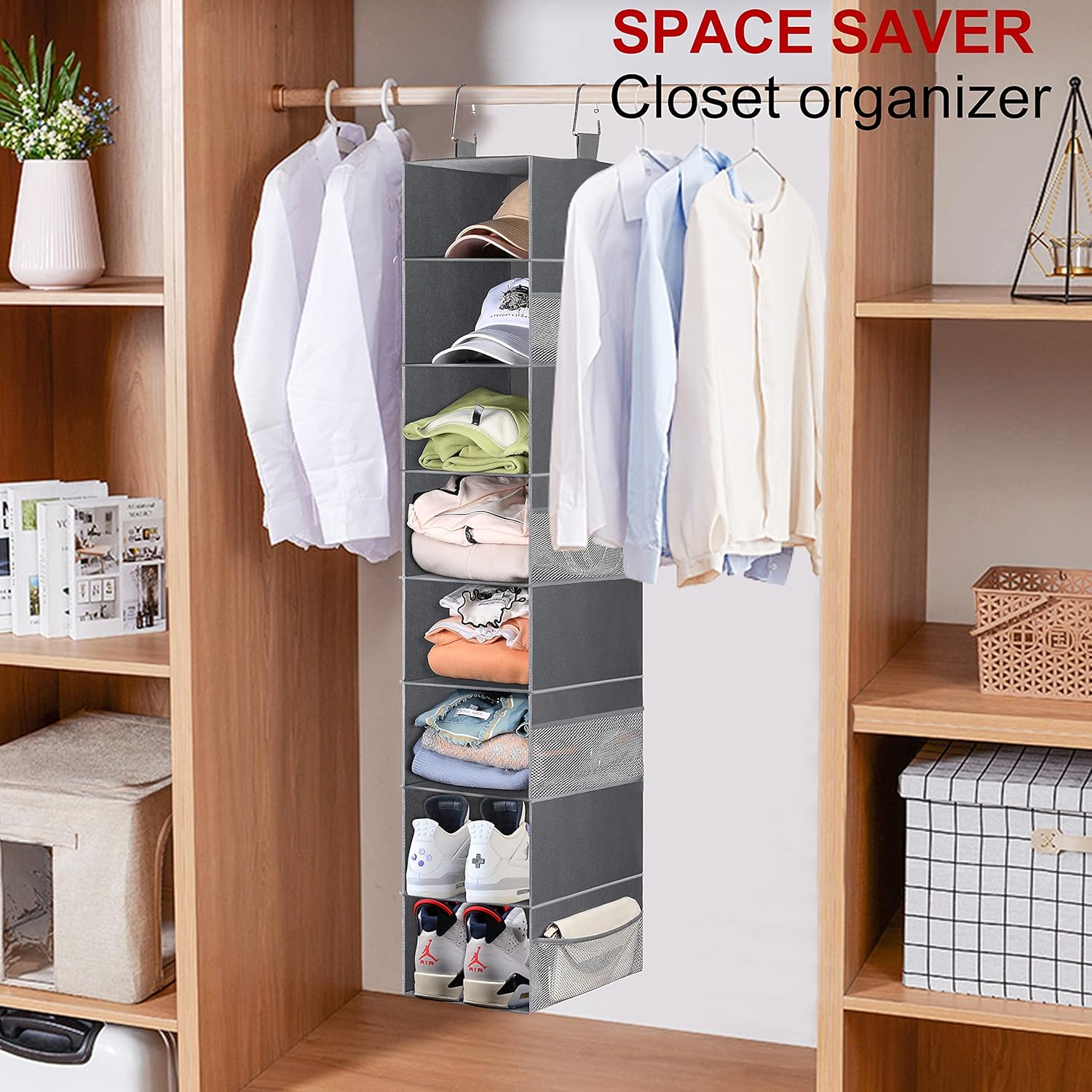 3-Tier Long Shoe Rack and 8-Shelf Hanging Shoe Organizer L894983