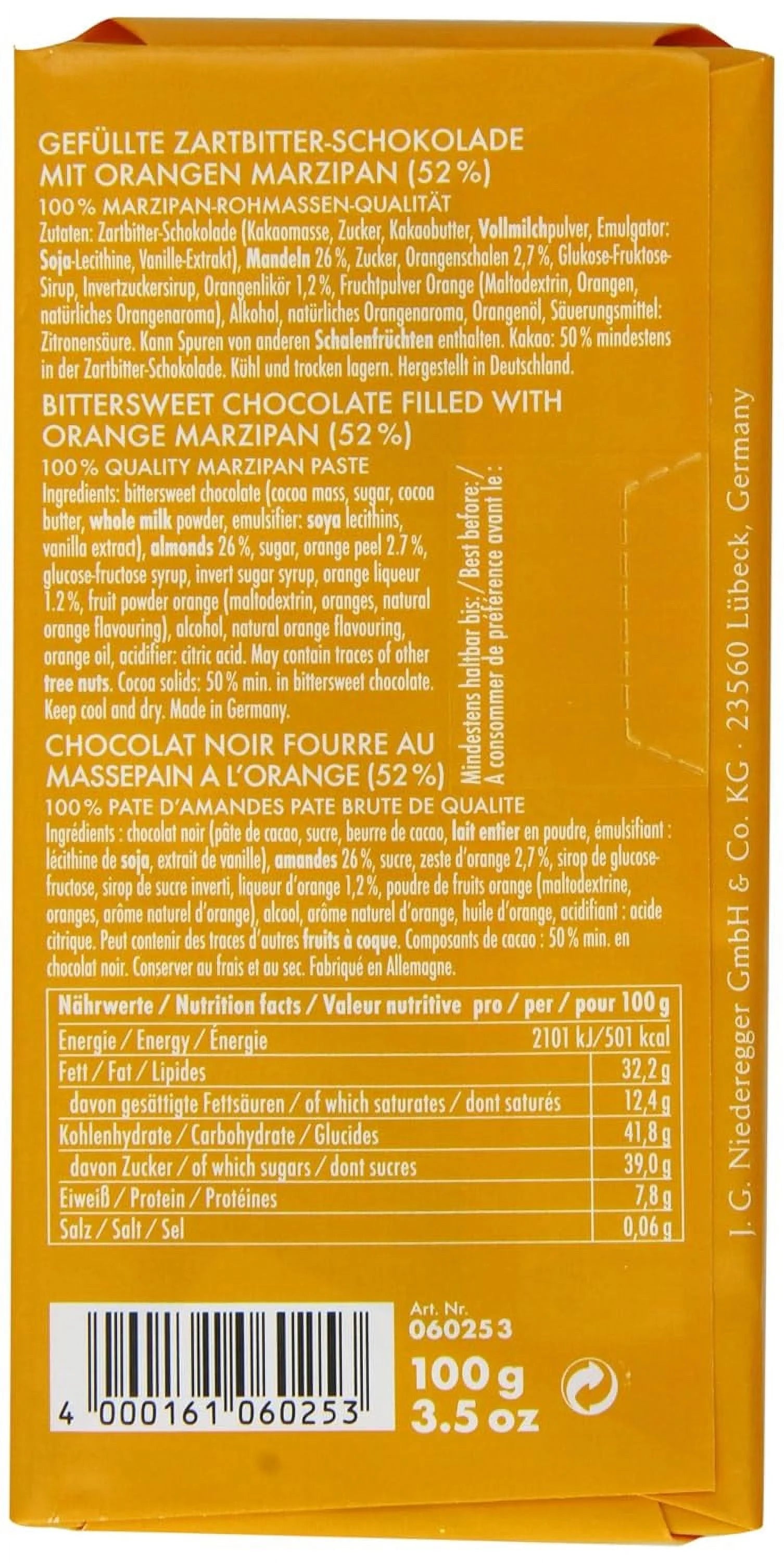 Orange Chocolate Marzipan Bar 100 G (Pack Of 2) H7815