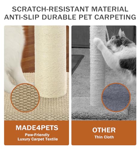 33" Natural Sisal Cat Scratching Post, Dark Grey U165