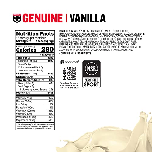 Vanilla Crème Protein Powder, 2.47 Pound, 16 Servings B4443