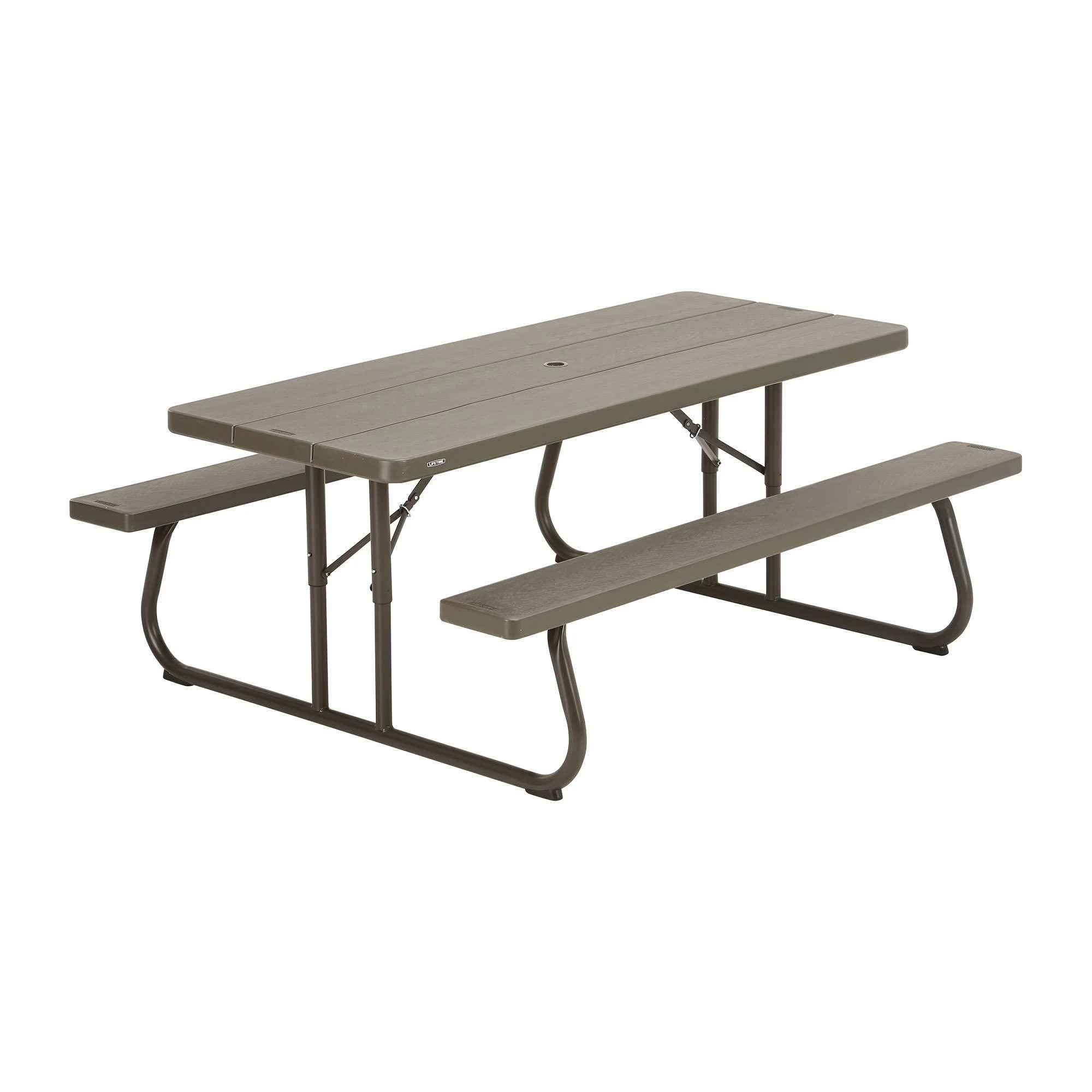 6-Foot Dark Brown Faux Wood Folding Picnic Table U529864