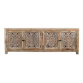 4-Door Mango Solid Wood Media Cabinet in Distressed Brown V97315