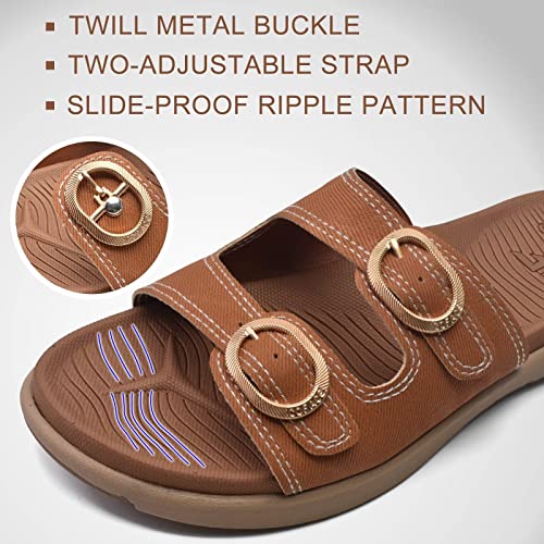 Orthotic Slides Slip on Flat Sandals With Adjustable Straps E1208