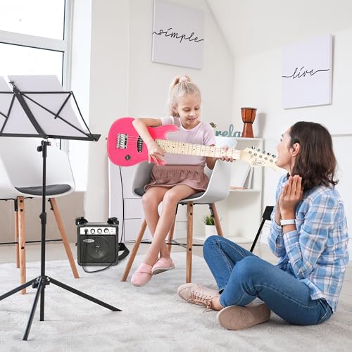 30 inch Kids Electric Guitar with Amp, Gig Bag, Strap, Cable, Strings and Picks (Black) X1236