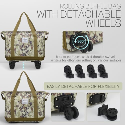 Black Rolling Duffel Bag with Wheels O2497