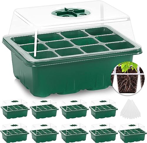 10 Packs Seed Starter Tray with Humidity Dome (120 Cells Total) B871226