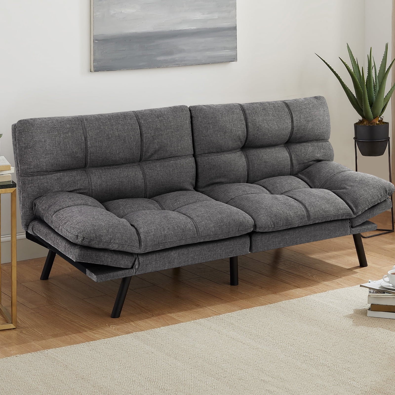 Gray Memory Foam Futon Sofa Bed M730927