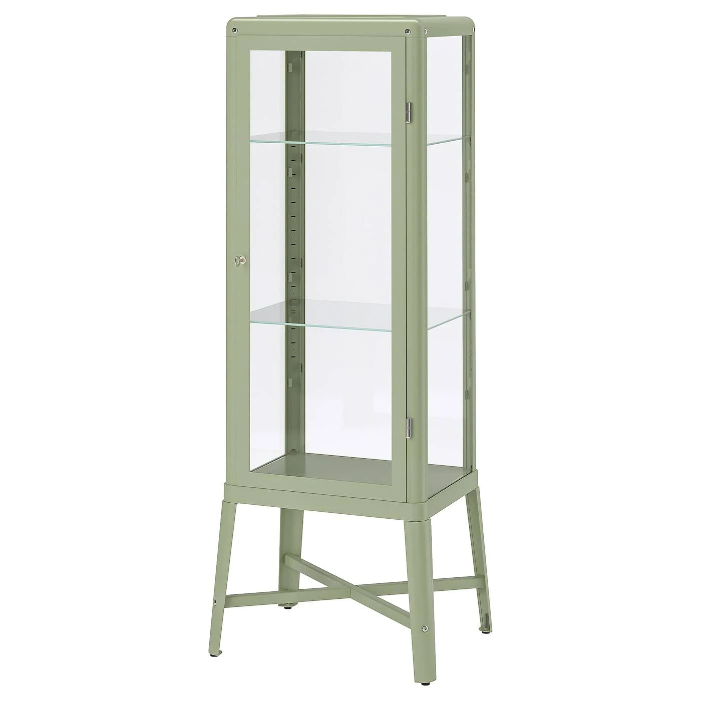 Pale Gray-Green Glass-Door Cabinet Q188132
