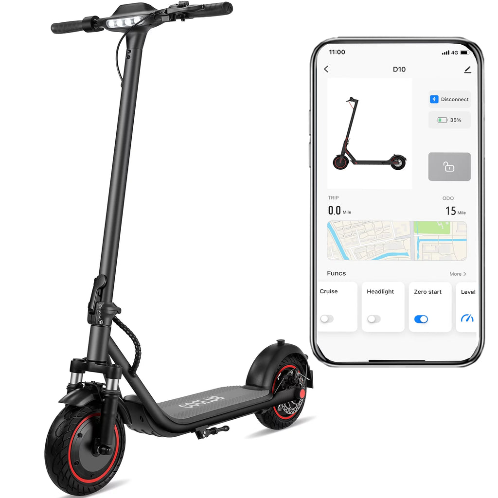 500W Motor 15 MPH 15 Miles Range 10" Solid Tires Folding Electric Scooter C862