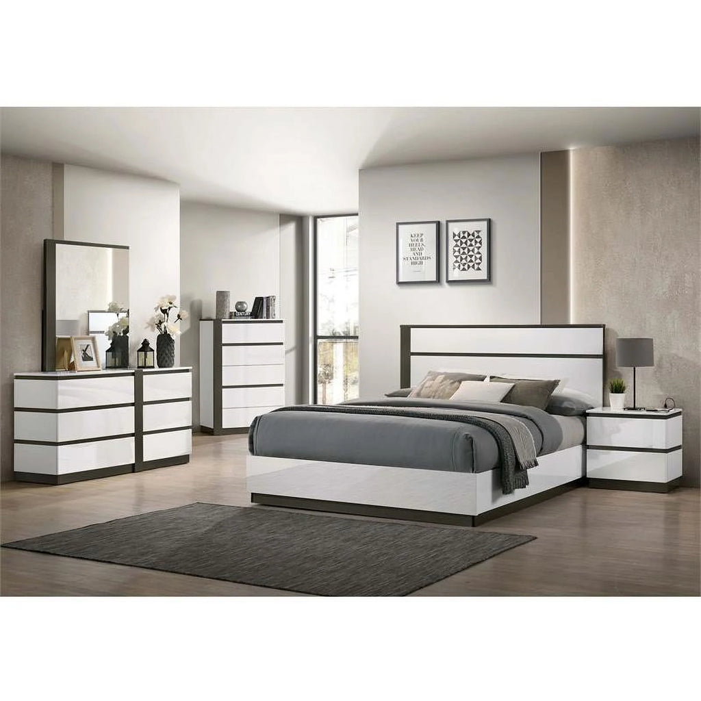 White Wood Platform King Bed G161