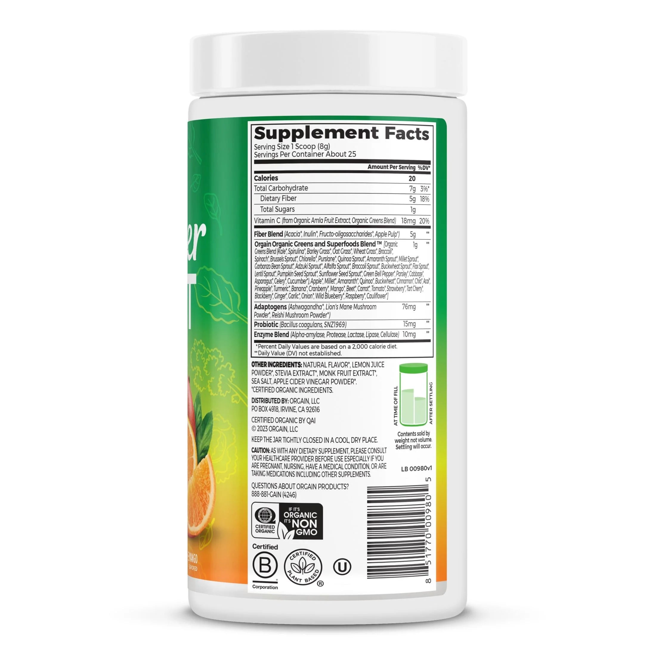 Orange Mango 0.44lb Fiber Superfood Powder J6597