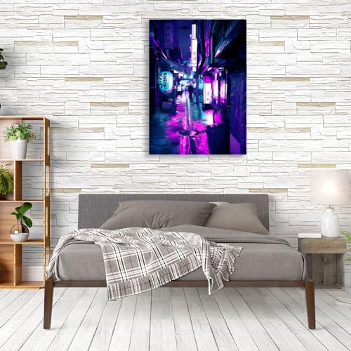 Cyberpunk Canvas Print Japanese Neon Style Poster Tokyo Anime Wall Art Picture C393