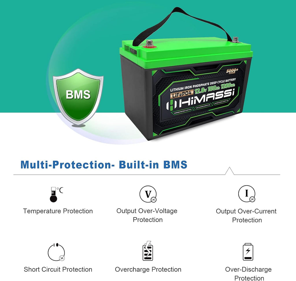 12V 100Ah LiFePO4 Battery 50A BMS Deep Cycle Battery Pack N651637