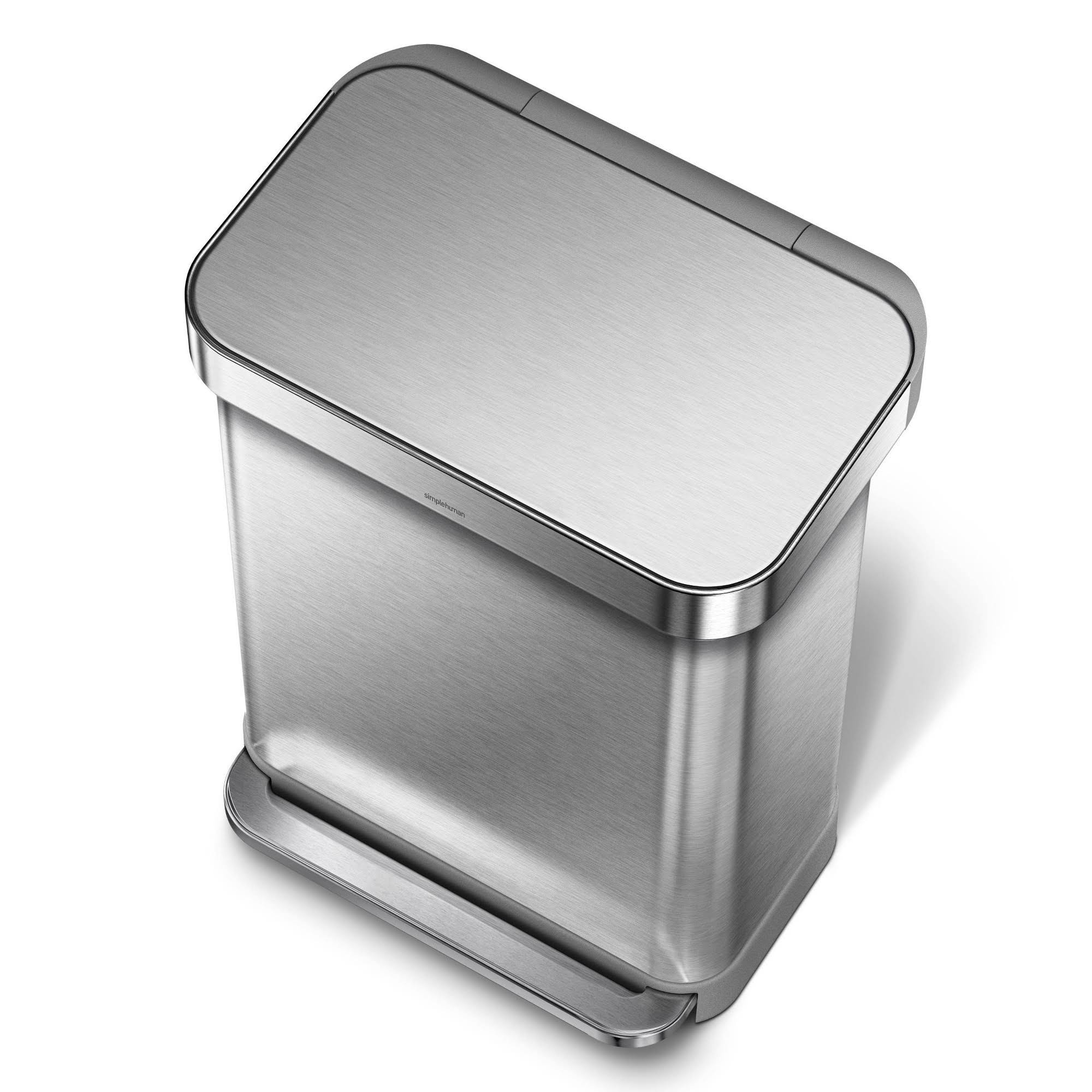 55L Rectangular Step Trash Can Brushed Silver Z127