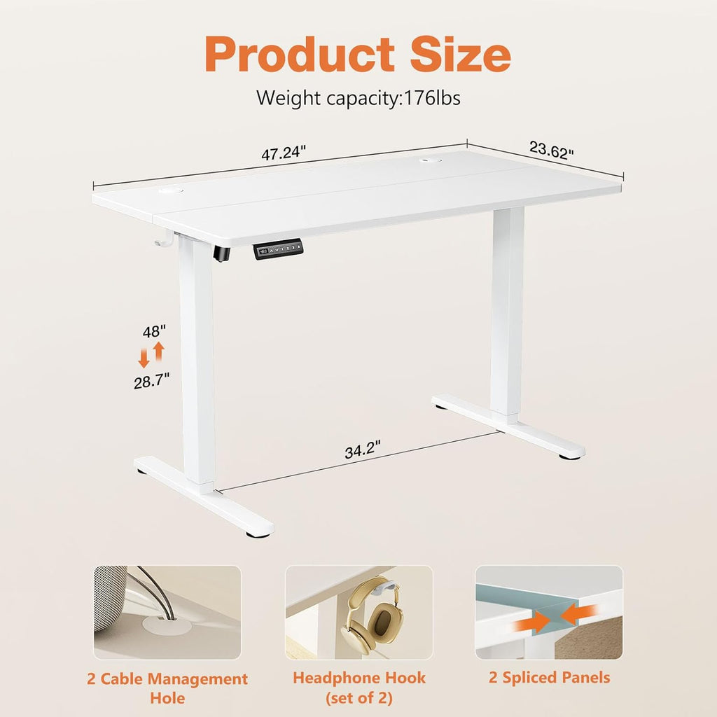 48 x 24 inch Electric Adjustable Height Standing Desk with Splice Board Y517036