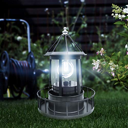 Black LED Solar Rotating Lighthouse Lantern P97965