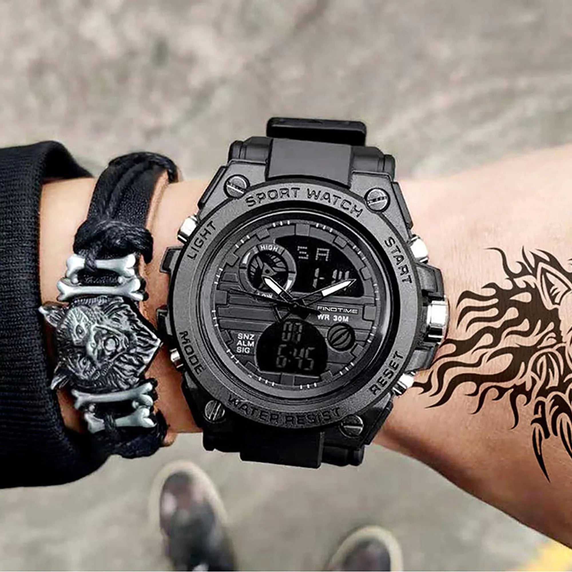 Men's Military Watch Outdoor Sports Electronic Watch Tactical Army Wristwatch LED Stopwatch Waterproof Digital Analog Watches A42338